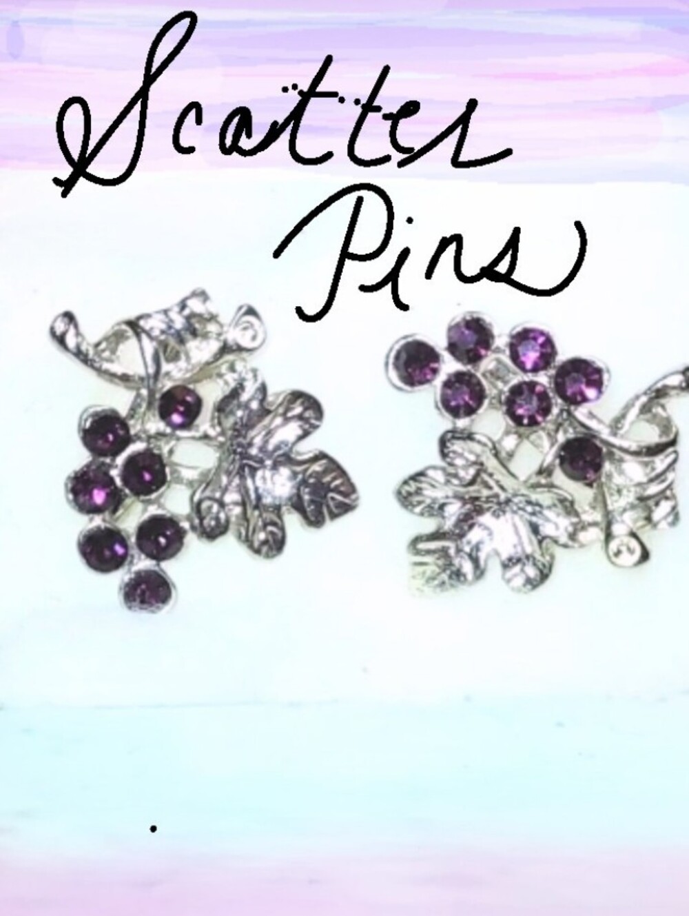 Set of 2 Rhinestone Grape Cluster Scatter Pins